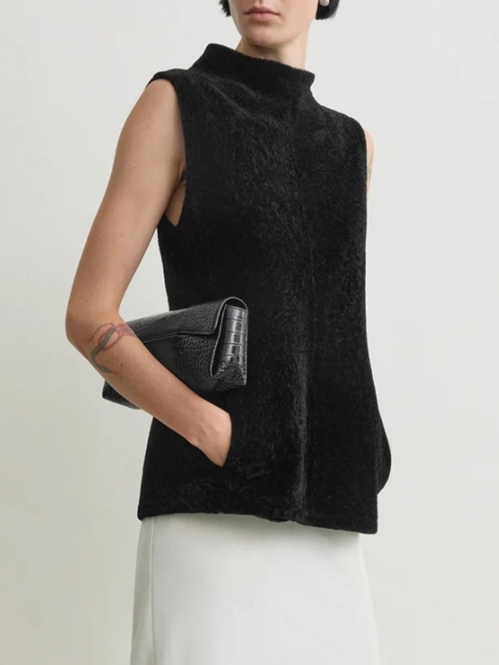 Toteme Lamb Shearling front back top black size 36 NWT